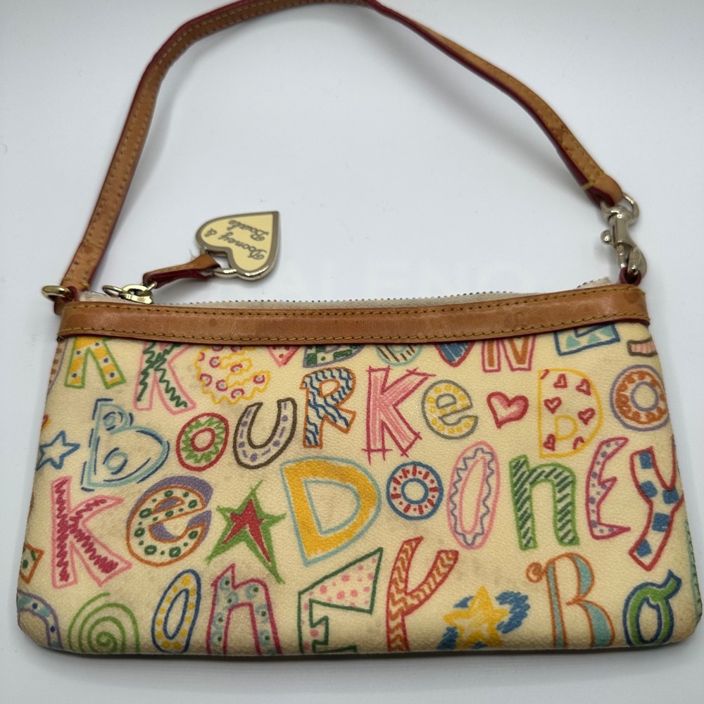 Dooney & Bourke Doodle It Y2K Multi Color Heart Zipper Pull Cream Tan
